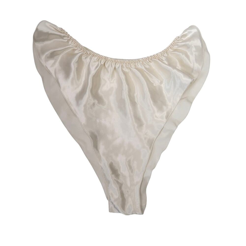 Vintage 80s Jezebel Ivory Satin High Leg French Cut Panties Underwear L